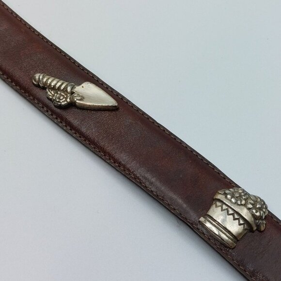 Vintage USA Made Talbots Garden Charms Genuine Leather Waist Belt Size S - Picture 2 of 9